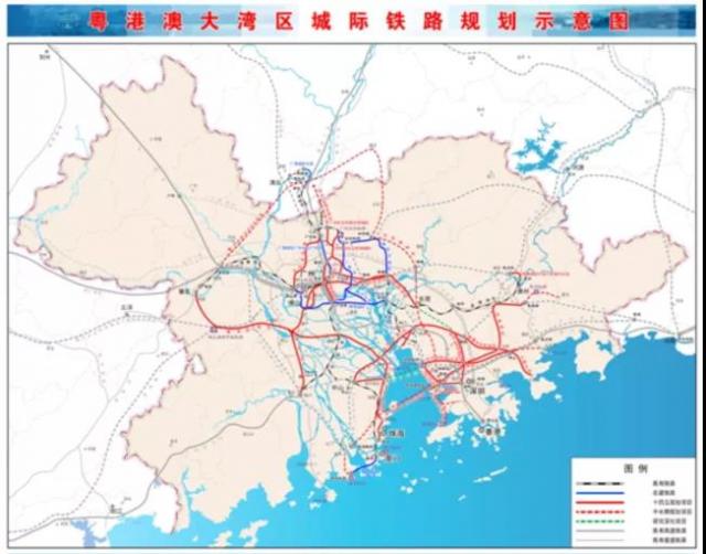 图 :粤港澳大湾区城际铁路规划示意图